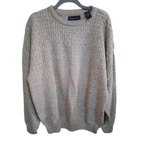 Men's Vintage Northern Isles 100% Cotton Sweater Light Oatmeal Cottage Large